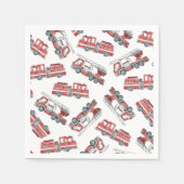 Serviette En Papier Rustic Red Firetruck Joyeux papier d'anniversaire  (Devant)