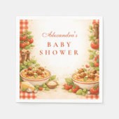 Serviette En Papier Rustic Red Gingham Little Meatball Baby Shower (Devant)