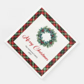Serviette En Papier Rustic Red Green Plaid Christmas Wreath Napkins (Coin)