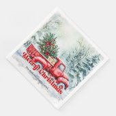 Serviette En Papier Rustic red truck Christmas scene festive napkins (Coin)