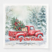 Serviette En Papier Rustic red truck Christmas scene festive napkins (Devant)