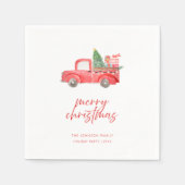 Serviette En Papier Rustic Red Truck Merry Christmas Holiday Party (Devant)