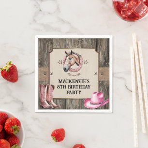 Serviette En Papier Rustic Rose équitation fête d'anniversaire