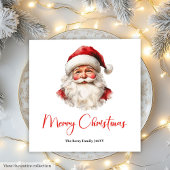 Serviette En Papier Rustic Santa Claus Traditional Red Green Dinner