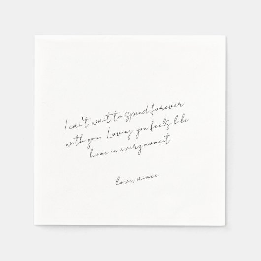 Serviette En Papier Rustic Script Love Note Modern Wedding (Devant)