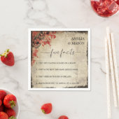 Serviette En Papier Rustic Script Red Floral Fun Facts Wedding  (En situation)