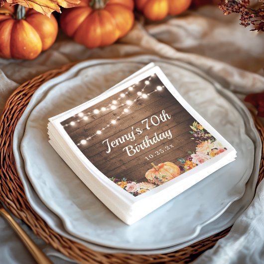 Serviette En Papier Rustic String Lights Automne Citrouille Joyeux ann