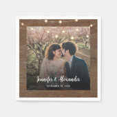 Serviette En Papier Rustic string of lights photo wedding (Devant)