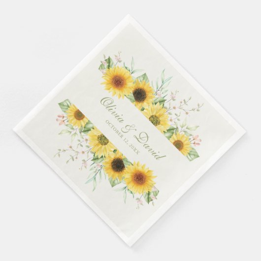 Serviette En Papier Rustic Sunflower Mariage (Coin)
