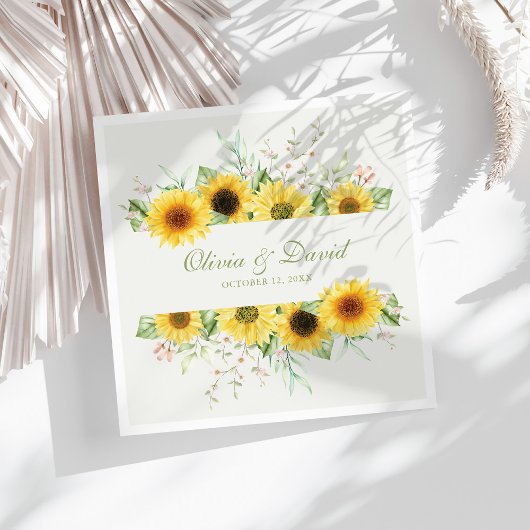 Serviette En Papier Rustic Sunflower Mariage