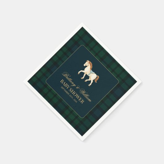 Serviette En Papier Rustic Tartan Plaid Horse Baby Shower (Coin)