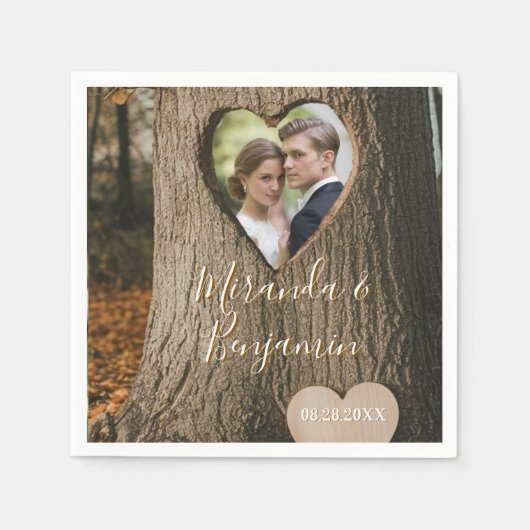 Serviette En Papier Rustic Tree Bark Mariage photo (Devant)