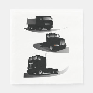 Serviette En Papier Rustic Trois Camions Noirs Conception Vintage Cami