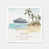 Serviette En Papier Rustic Tropical Beach Cruise Palm Mariage (Devant)