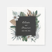 Serviette En Papier Rustic Tropical Palm Feuille Mariage botanique (Devant)