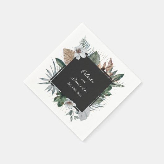 Serviette En Papier Rustic Tropical Palm Feuille Mariage botanique (Coin)