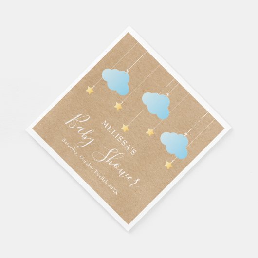 Serviette En Papier Rustic Twinkle Twinkle Baby Boy Shower / Sprinkle (Coin)