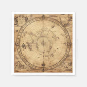 Serviette En Papier Rustic Vintage World Map Globe (4)