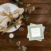 Serviette En Papier Rustic Wedding Sage Green and White Modern