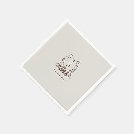 Serviette En Papier Rustic Western Country Boho Horseshoe Mariage (Coin)