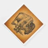 Serviette En Papier Rustic Western Wild Buffalo Bison Antique (Coin)