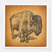 Serviette En Papier Rustic Western Wild Buffalo Bison Antique (Devant)