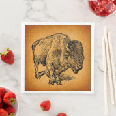 Serviette En Papier Rustic Western Wild Buffalo Bison Antique (En situation)