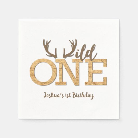 Serviette En Papier Rustic Wild Un 1er anniversaire fête (Devant)