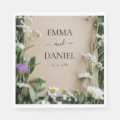 Serviette En Papier Rustic Wildflower Botanical Kraft Paper Wedding (Devant)