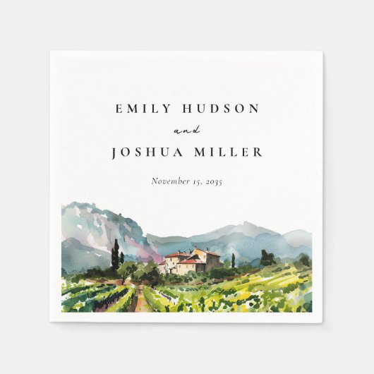 Serviette En Papier Rustic Winery Mariage paysage (Devant)
