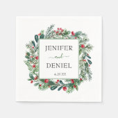 Serviette En Papier Rustic Winter Berry Pine Mariage de verdure (Devant)