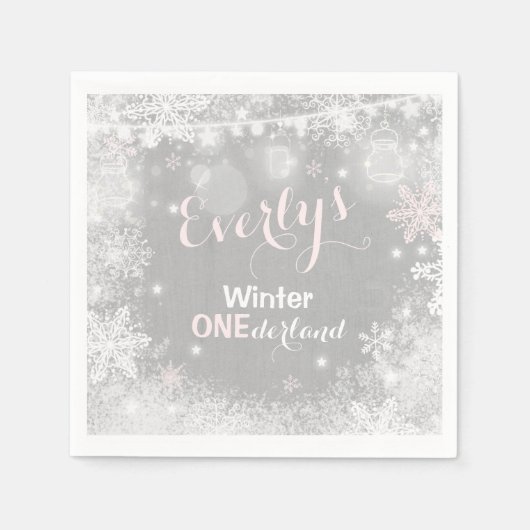 Serviette En Papier Rustic Winter ONE derland Party Napkin (Devant)