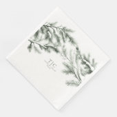 Serviette En Papier Rustic Winter Wedding Boughs Forest Green ID1049 (Coin)
