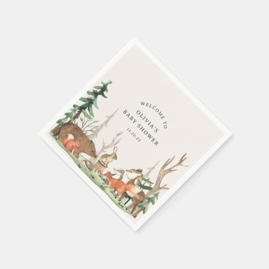 Serviette En Papier Rustic Winter Woodland Baby Shower (Coin)
