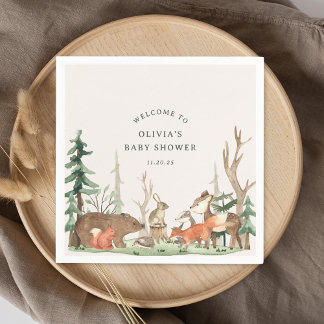 Serviette En Papier Rustic Winter Woodland Baby Shower
