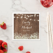 Serviette En Papier Rustic Wood Baby's Breath String Mariage (En situation)