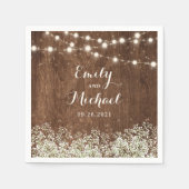 Serviette En Papier Rustic Wood Baby's Breath String Mariage (Devant)