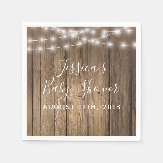 Serviette En Papier Rustic Wood Grange Country Lights Événement Napkin (Devant)