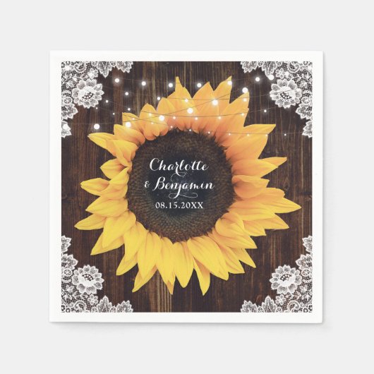 Serviette En Papier Rustic Wood Lace String (Devant)