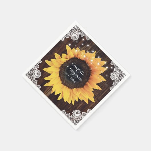 Serviette En Papier Rustic Wood Lace String (Coin)