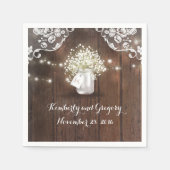 Serviette En Papier Rustic Wood Mason Jar Baby's Breath Barn Mariage (Devant)