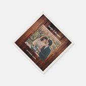 Serviette En Papier Rustic wood photo country wedding (Coin)