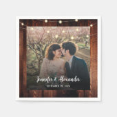 Serviette En Papier Rustic wood string lights photo wedding (Devant)