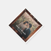 Serviette En Papier Rustic wood string lights photo wedding (Coin)