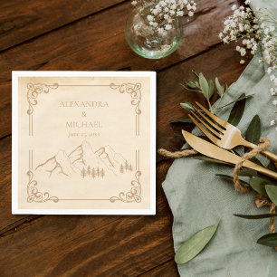 Serviette En Papier Rustic Woods Mountain Mariage