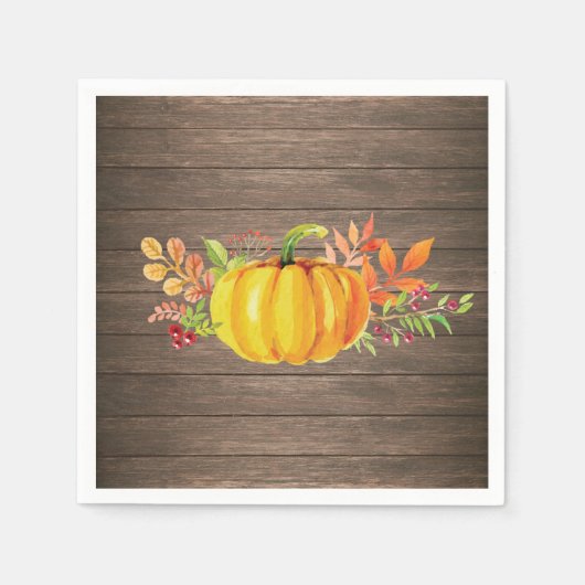 Serviette En Papier Rustique aquarelle automne Citrouille automne (Devant)