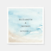 Serviette En Papier Rustique Aquarelle Océan Eté Plage Mariage (Devant)