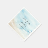 Serviette En Papier Rustique Aquarelle Océan Eté Plage Mariage (Coin)