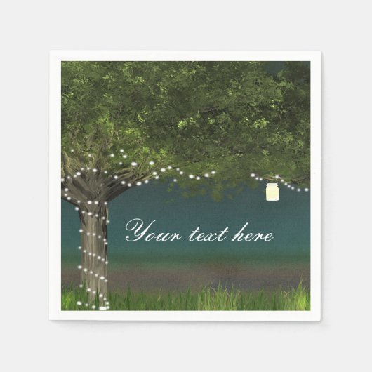 Serviette En Papier Rustique Arbre de Pays Chaîne Lumières Mariage Nap (Devant)