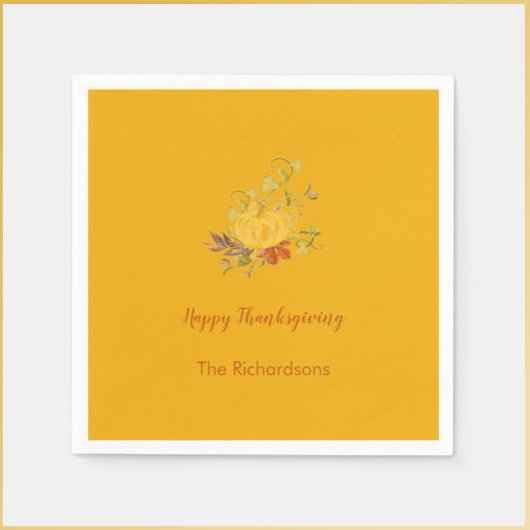 Serviette En Papier Rustique Automne Automne Couleur Citrouille Thanks